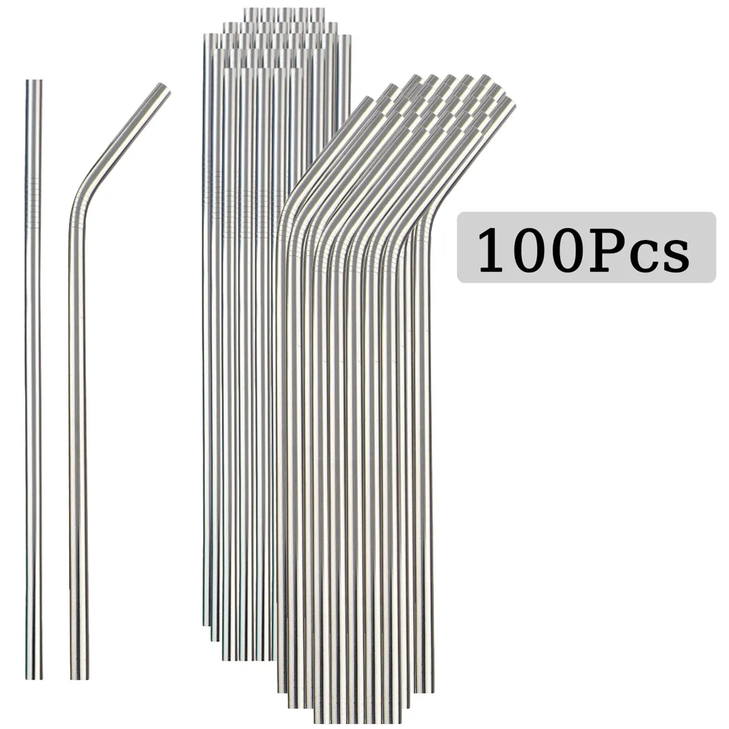 Reusable Straw - 100 шт., соломинка из нержавеющей стали,
